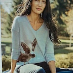 J Jill Corgi Dog Sweater 
